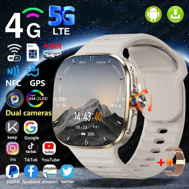 Reloj inteligente 4G/5G con pantalla más grande de 2,40 pulgadas con 190 ° Cámara giratoria GPS posición WIFI conectar aplicación descargar Android 10.0 reloj inteligente