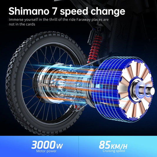 Motocicleta Eléctrica Todoterreno Readygo EKX X21 Max 3000W, Batería de 60V 30Ah, 85km/h, Motor sin Escobillas para Adultos