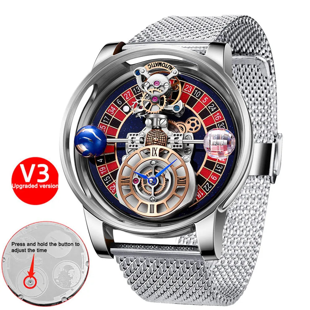 Las Vegas Roulette PINDU DESIGN Relojes para hombre Reloj de cuarzo Astronomia de lujo de primeras marcas Montre Homme