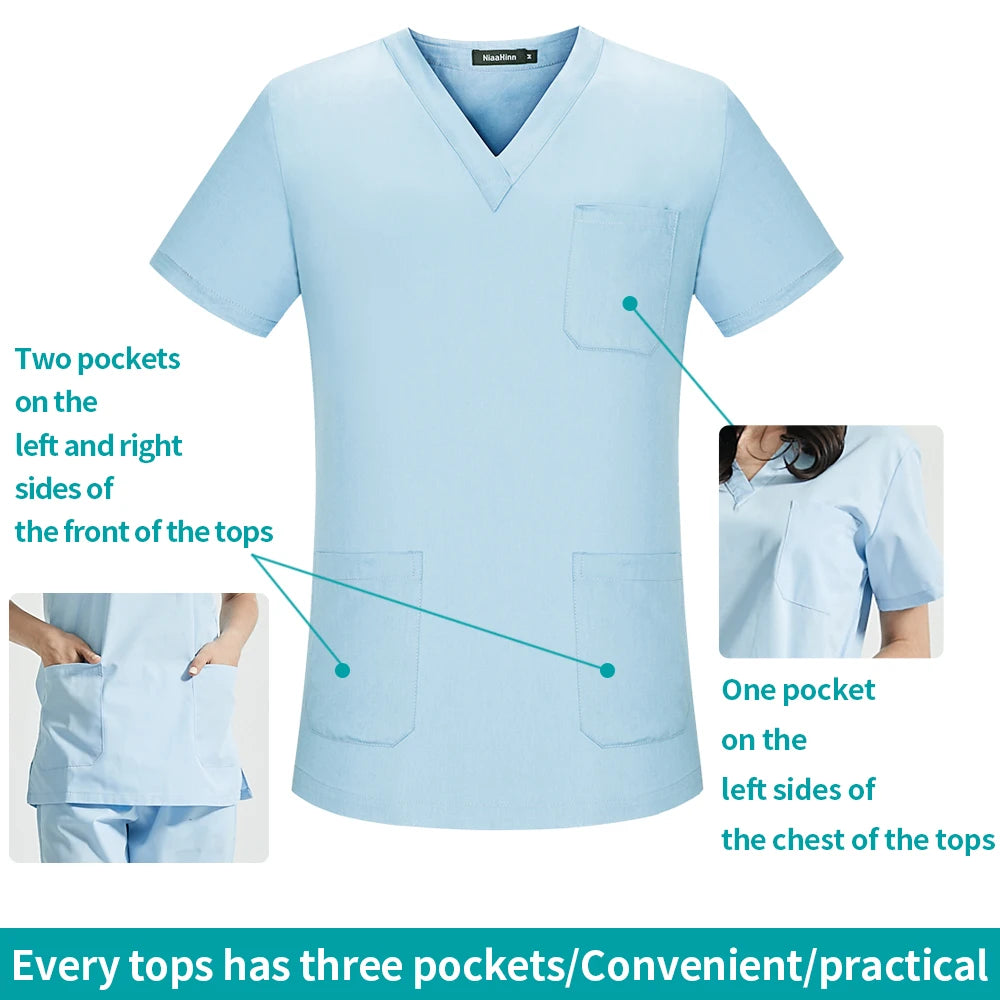 Unisex Pet Grooming Clinic Nursing Clothes Workwear Womens Scrub Sets Tooth Health Check Work Uniform Suits Medical Doctor Suits