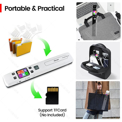 A4 Iscan Mini Portable Document & Images Photo Scanner Wifi 1050 DPI JPG/PDF Handheld High Speed Scanner for School Business Use