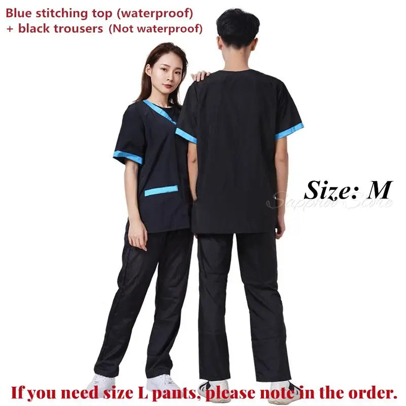 Pet Shop Groomer Work Clothes Waterproof Anti-Static Pet Work Clothes Apron for Dog Cat Hairdressing Grooming Smock G0528