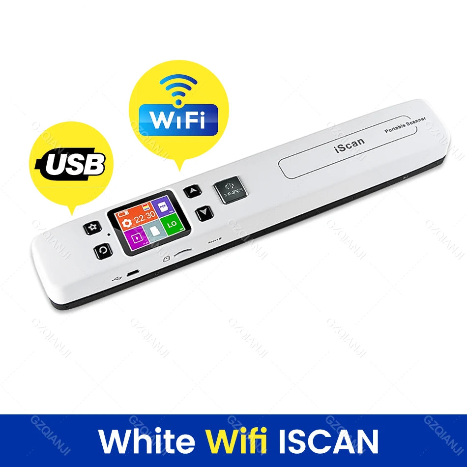 A4 Iscan Mini Portable Document & Images Photo Scanner Wifi 1050 DPI JPG/PDF Handheld High Speed Scanner for School Business Use
