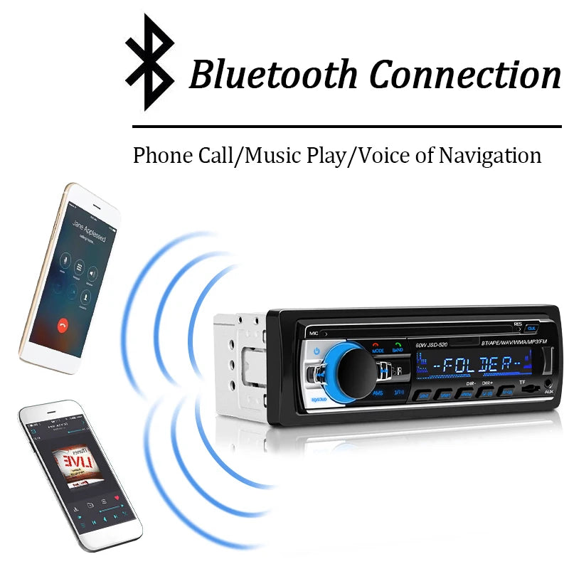Car Radio 1 Din Stereo Player Digital Bluetooth Car MP3 Player 60Wx4 FM Radio Stereo Audio Music USB/SD with in Dash AUX Input