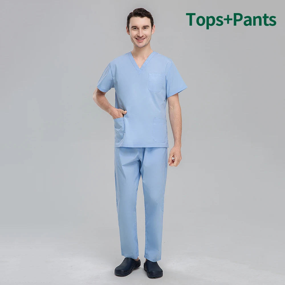 Unisex Pet Grooming Clinic Nursing Clothes Workwear Womens Scrub Sets Tooth Health Check Work Uniform Suits Medical Doctor Suits