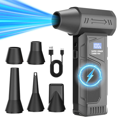 【2026 New】Wireless Jet Fan Brushless Motor Turbo Air Blower for Car Cleaning with LED Light Digital Display Portable Outdoor Use