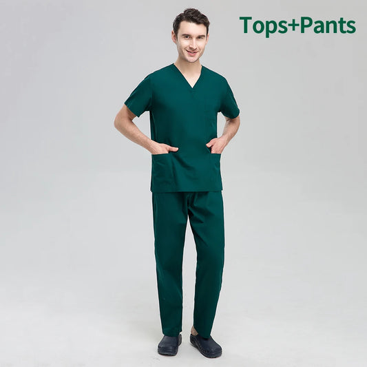 Unisex Pet Grooming Clinic Nursing Clothes Workwear Womens Scrub Sets Tooth Health Check Work Uniform Suits Medical Doctor Suits