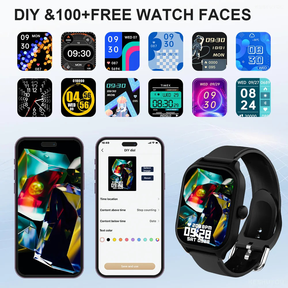 H9 New Smart Watch 2.01 Inch HD Display Answer Make Call Message Preview Sport Modes DIY Dial Weather Forecast for Men Women