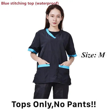 Pet Shop Groomer Work Clothes Waterproof Anti-Static Pet Work Clothes Apron for Dog Cat Hairdressing Grooming Smock G0528