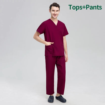 Unisex Pet Grooming Clinic Nursing Clothes Workwear Womens Scrub Sets Tooth Health Check Work Uniform Suits Medical Doctor Suits