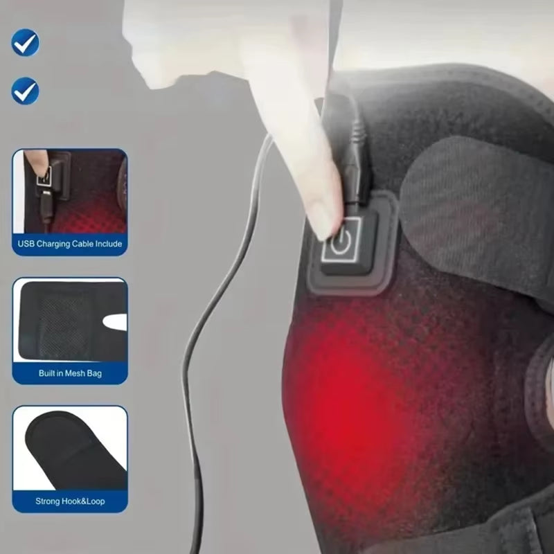 Electric Knee Heating Pad - USB Powered Warm Brace, Adjustable Thermal Wrap for Daily Knee Support