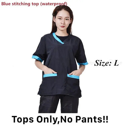 Pet Shop Groomer Work Clothes Waterproof Anti-Static Pet Work Clothes Apron for Dog Cat Hairdressing Grooming Smock G0528
