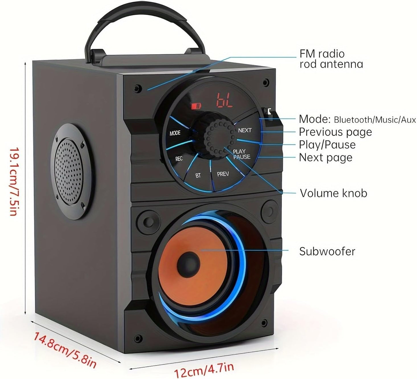 Portable Bluetooth Speaker, Bluetooth 5.3, Outdoor/Indoor Speaker Set,Dual Speakers, Subwoofer, Home Sound Package, with Dual Wireless Microphones,Remote Control,For Home, Camping, Travel