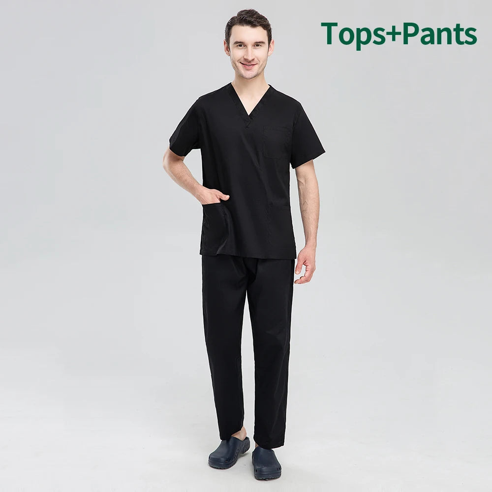 Unisex Pet Grooming Clinic Nursing Clothes Workwear Womens Scrub Sets Tooth Health Check Work Uniform Suits Medical Doctor Suits
