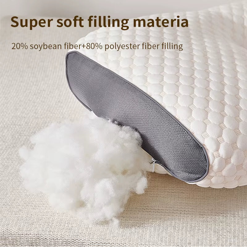 1PC Almohada Neck Pillow Help Sleep Protect the Neck Cervical Orthopedic Soybean Fiber Massage Household SPA Pillow for Sleeping
