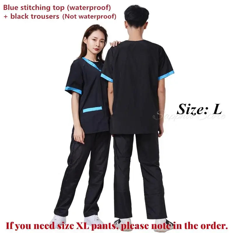 Pet Shop Groomer Work Clothes Waterproof Anti-Static Pet Work Clothes Apron for Dog Cat Hairdressing Grooming Smock G0528