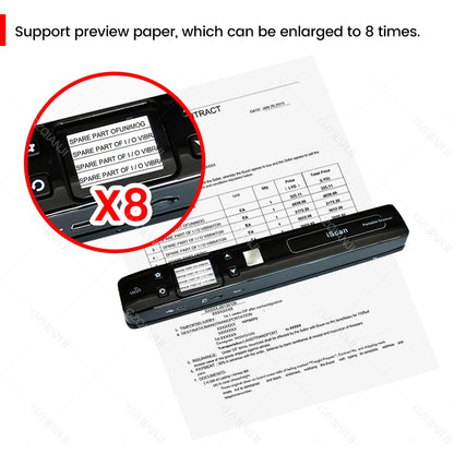 A4 Iscan Mini Portable Document & Images Photo Scanner Wifi 1050 DPI JPG/PDF Handheld High Speed Scanner for School Business Use