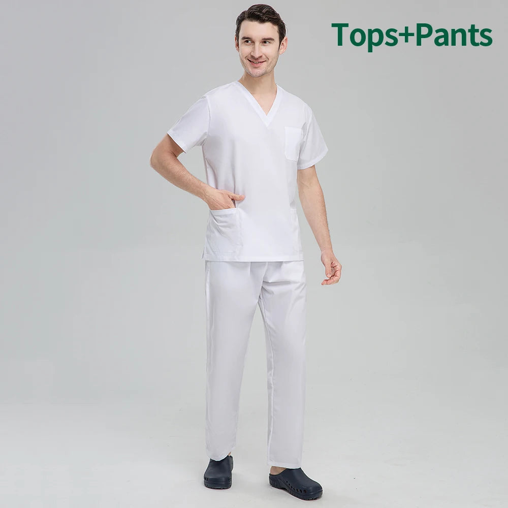 Unisex Pet Grooming Clinic Nursing Clothes Workwear Womens Scrub Sets Tooth Health Check Work Uniform Suits Medical Doctor Suits