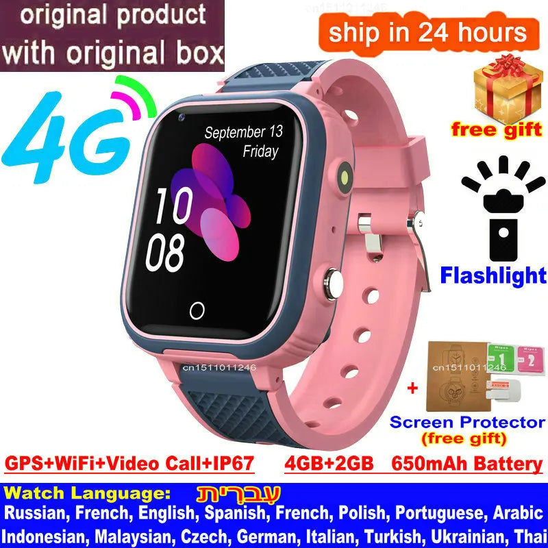 Reloj inteligente LT21 para niños, 4G, GPS, WIFI, llamada de vídeo, SOS, IP67, resistente al agua, Monitor de cámara, ubicación, reloj de teléfono