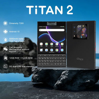 8849 Titan 2 5G Business Full Keyboard Smartphone 12GB RAM +512GB ROM 4.5inch 5050mah 1440 x 1440 Android 15 Mobile Phone