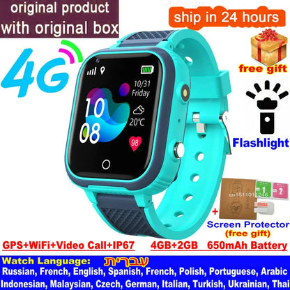 Reloj inteligente LT21 para niños, 4G, GPS, WIFI, llamada de vídeo, SOS, IP67, resistente al agua, Monitor de cámara, ubicación, reloj de teléfono