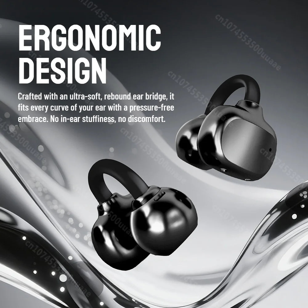 Auriculares con Clip para Oreja Zombescat B15 OWS 360 °   Auriculares Inalámbricos Bluetooth 5.4 con Sonido Estéreo Envolvente, Cancelación de Ruido ENC, Llamadas Nítidas, Auriculares TWS