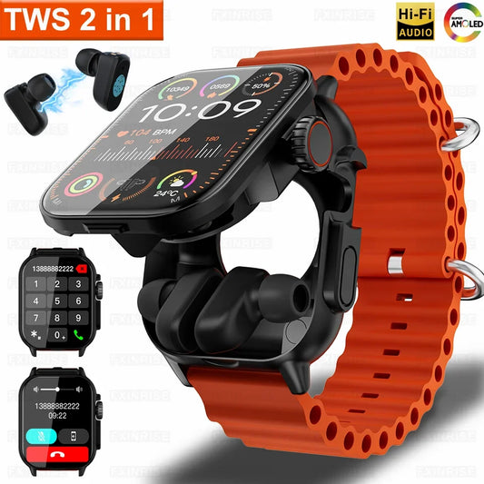 Reloj inteligente 2 en 1 GT8 con pantalla completa táctil Bluetooth con auriculares reloj inteligente monitor de ritmo cardíaco y presión arterial reloj deportivo