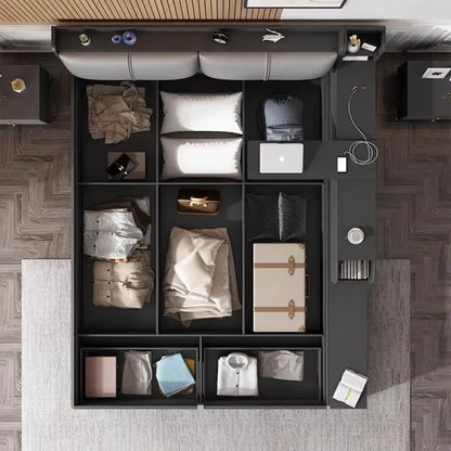 Cama Doble Ergonómica de Diseño Moderno y Glamuroso, con Espacio de Almacenamiento, Segura para Dormir, con Escritorio, Camas de Casal, Muebles de Hotel