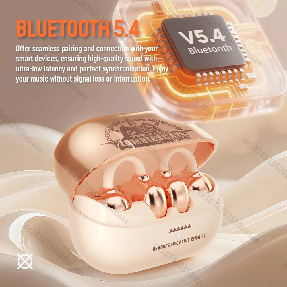 Auriculares con Clip para Oreja Zombescat B15 OWS 360 °   Auriculares Inalámbricos Bluetooth 5.4 con Sonido Estéreo Envolvente, Cancelación de Ruido ENC, Llamadas Nítidas, Auriculares TWS