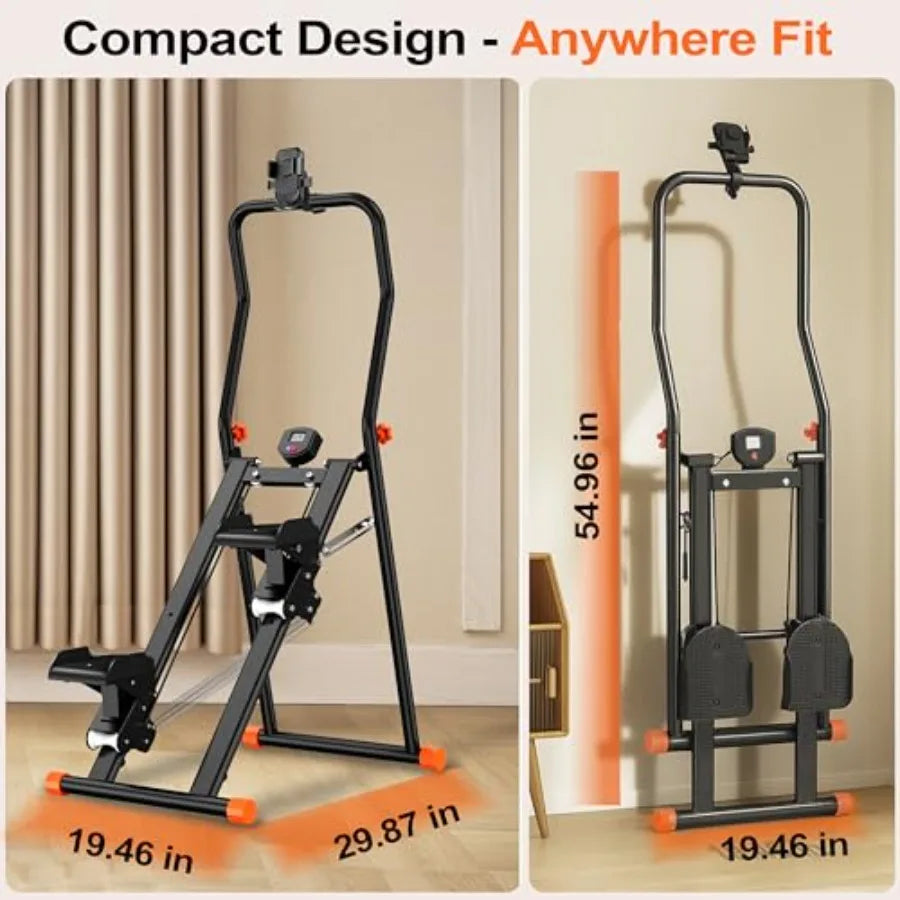Escaladora para Gimnasio en Casa 2.0, Máquina de Subir Escaleras con 3 Niveles de Resistencia Ajustable, Pedales Antideslizantes, Monitor Digital y Teléfono