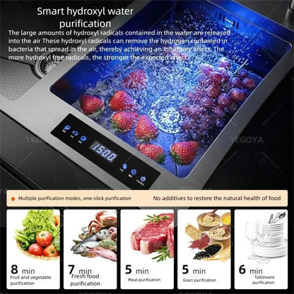 Fregadero de Cocina de Acero Inoxidable de 100x50CM, Fregadero Doble Grande Multifuncional con Catalizador de Agua para Purificar Ingredientes y Lavar Vegetales