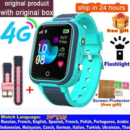 Reloj inteligente LT21 para niños, 4G, GPS, WIFI, llamada de vídeo, SOS, IP67, resistente al agua, Monitor de cámara, ubicación, reloj de teléfono