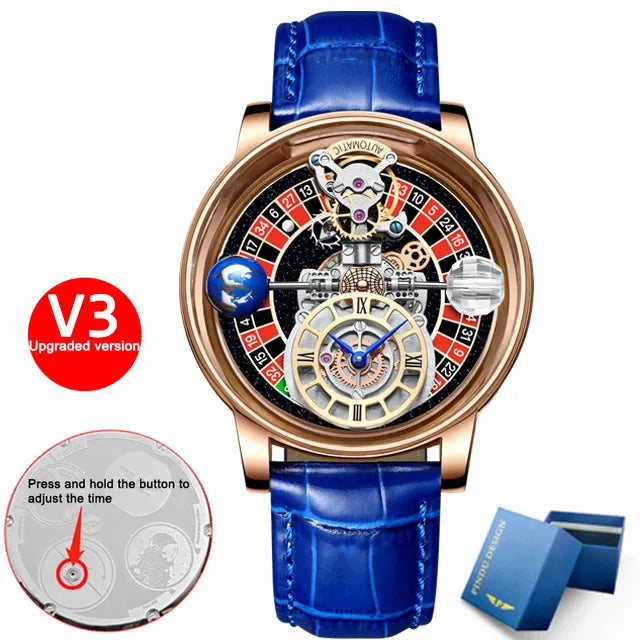 Las Vegas Roulette PINDU DESIGN Relojes para hombre Reloj de cuarzo Astronomia de lujo de primeras marcas Montre Homme