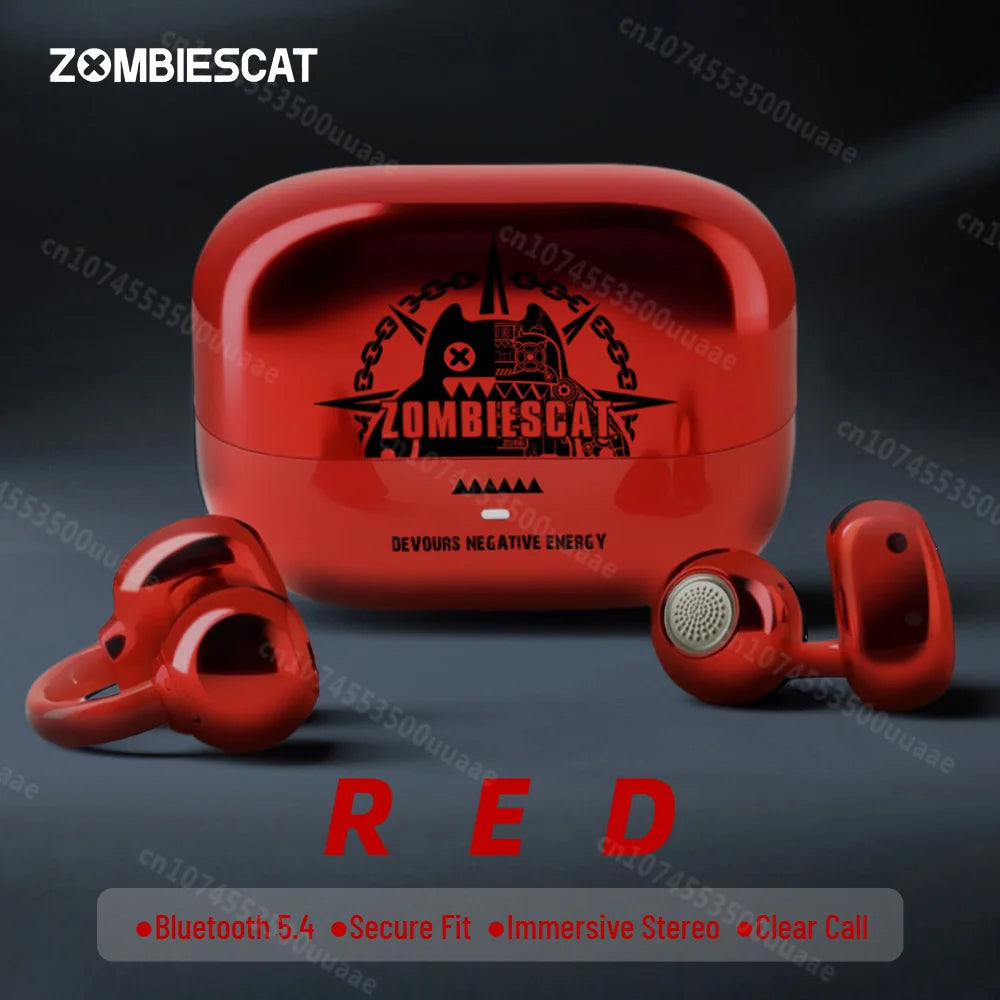 Auriculares con Clip para Oreja Zombescat B15 OWS 360 °   Auriculares Inalámbricos Bluetooth 5.4 con Sonido Estéreo Envolvente, Cancelación de Ruido ENC, Llamadas Nítidas, Auriculares TWS