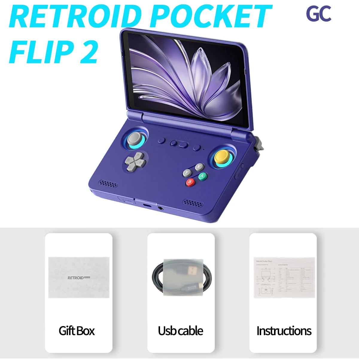 Consola de Juegos Retro Portátil Retroid Pocket Flip2 2026, Android 13, Pantalla Táctil AMOLED de 5.5 Pulgadas, Reproductor de Video, Wifi, Bluetooth, PSP, PS2