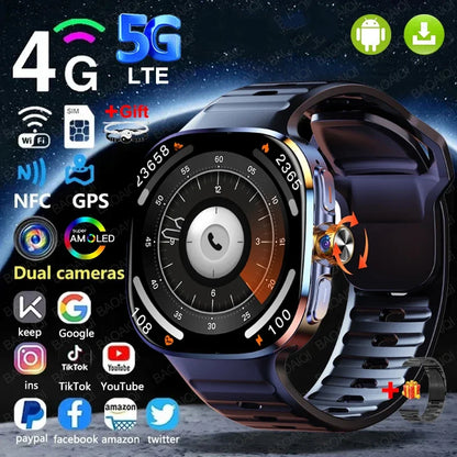 Reloj inteligente 4G/5G con pantalla más grande de 2,40 pulgadas con 190 °   Cámara giratoria GPS posición WIFI conectar aplicación descargar Android 10.0 reloj inteligente