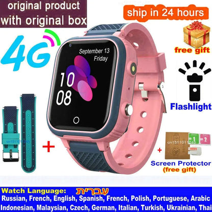 Reloj inteligente LT21 para niños, 4G, GPS, WIFI, llamada de vídeo, SOS, IP67, resistente al agua, Monitor de cámara, ubicación, reloj de teléfono
