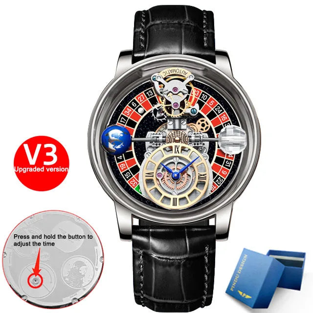 Las Vegas Roulette PINDU DESIGN Relojes para hombre Reloj de cuarzo Astronomia de lujo de primeras marcas Montre Homme