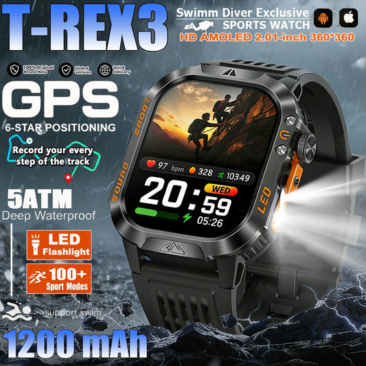 Nuevo Reloj Inteligente T-Rex 3 2026 con GPS de Grado Militar, Brújula, Llamadas Bluetooth, 1200mAh, Más de 100 Deportes