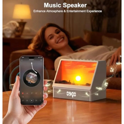 Despertador con Simulación de Amanecer para Dormitorios, Máquina de Ruido Blanco con Animación Creativa de Amanecer Simulado, 7 Modos, 12 Sonidos Naturales, Música