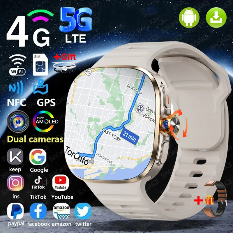 Reloj inteligente 4G/5G con pantalla más grande de 2,40 pulgadas con 190 °   Cámara giratoria GPS posición WIFI conectar aplicación descargar Android 10.0 reloj inteligente