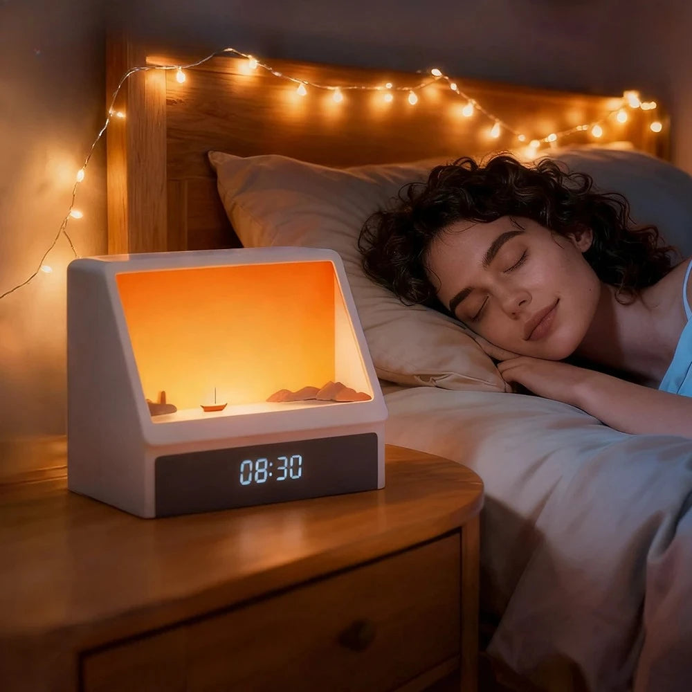 Despertador Bluetooth con luz de amanecer, luz de mesa con ruido blanco, luz para despertar con 12 sonidos, reloj de sueño regulable para adultos y niños, para dormitorio