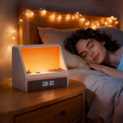Despertador Bluetooth con luz de amanecer, luz de mesa con ruido blanco, luz para despertar con 12 sonidos, reloj de sueño regulable para adultos y niños, para dormitorio