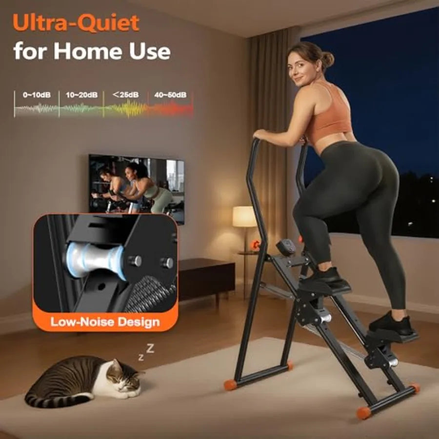 Escaladora para Gimnasio en Casa 2.0, Máquina de Subir Escaleras con 3 Niveles de Resistencia Ajustable, Pedales Antideslizantes, Monitor Digital y Teléfono