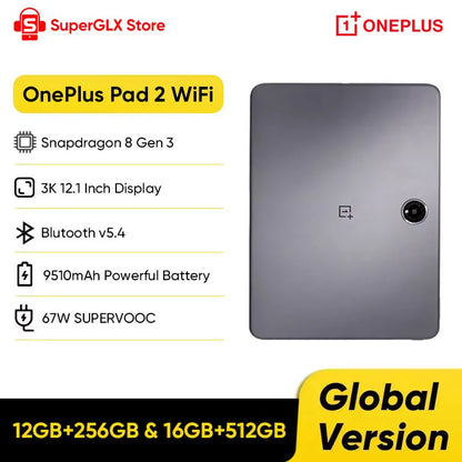 Versión Global OnePlus Pad 2 pantalla de 12,1 "144Hz tableta Android Snapdragon 8 Gen 3 procesador 9510mAh batería OxygenOS 14,1