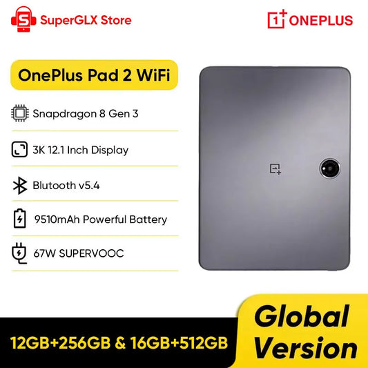 Versión Global OnePlus Pad 2 pantalla de 12,1 "144Hz tableta Android Snapdragon 8 Gen 3 procesador 9510mAh batería OxygenOS 14,1