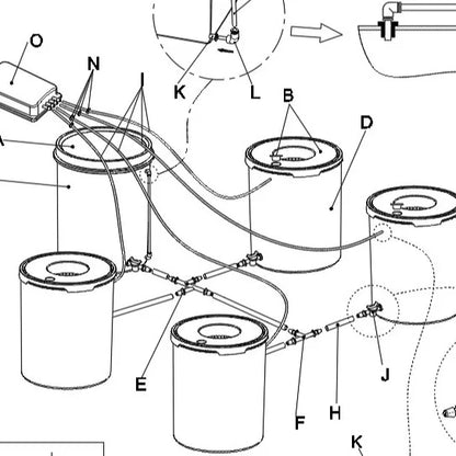 Kit de Cultivo Hidropónico Moderno de 20L, 4 Piezas, Color Negro, Material Plástico PP, Duradero por 10 Años, para Cultivo de Tomate/Plantas de Hoja