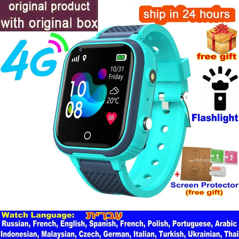 Reloj inteligente LT21 para niños, 4G, GPS, WIFI, llamada de vídeo, SOS, IP67, resistente al agua, Monitor de cámara, ubicación, reloj de teléfono
