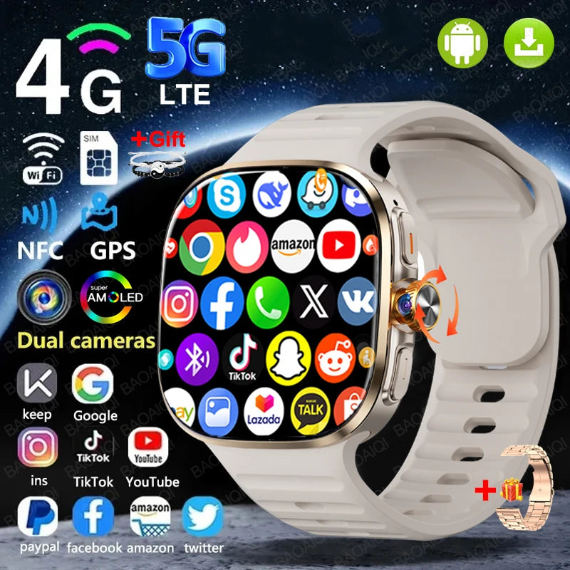 Reloj inteligente 4G/5G con pantalla más grande de 2,40 pulgadas con 190 °   Cámara giratoria GPS posición WIFI conectar aplicación descargar Android 10.0 reloj inteligente