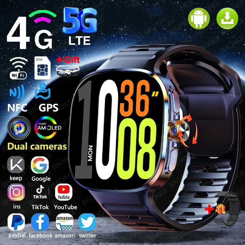 Reloj inteligente 4G/5G con pantalla más grande de 2,40 pulgadas con 190 °   Cámara giratoria GPS posición WIFI conectar aplicación descargar Android 10.0 reloj inteligente